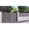 Ambiance 3D - 2 vantaux EVE - motif evantail - clôture EMY -  RAL 7037 gris poussière