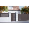 Ambiance 3D - Coulissant et portillon Kim - clôture Eva - motif Eclat - brun gris RAL 8019