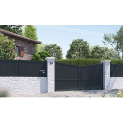 Ambiance 3D - 2 vantaux NOAH - clôture RUDY - RAL 9005 noir intense