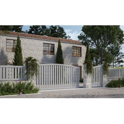 Ambiance 3D - Coulissant et portillon Milo - clôture Nino - RAL 7035